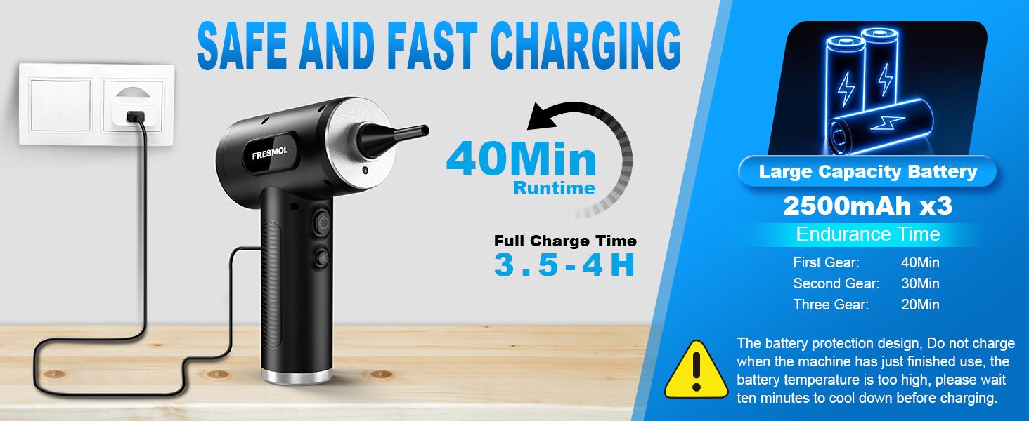 Compressed Air Duster-3 Gear Adjustable 100000RPM Electric Air Duster with LED Light, Rechargeable Cordless Air Blower for Keyboard Electric Devices Cleaning. Replaces Compressed Air Cans (Black)