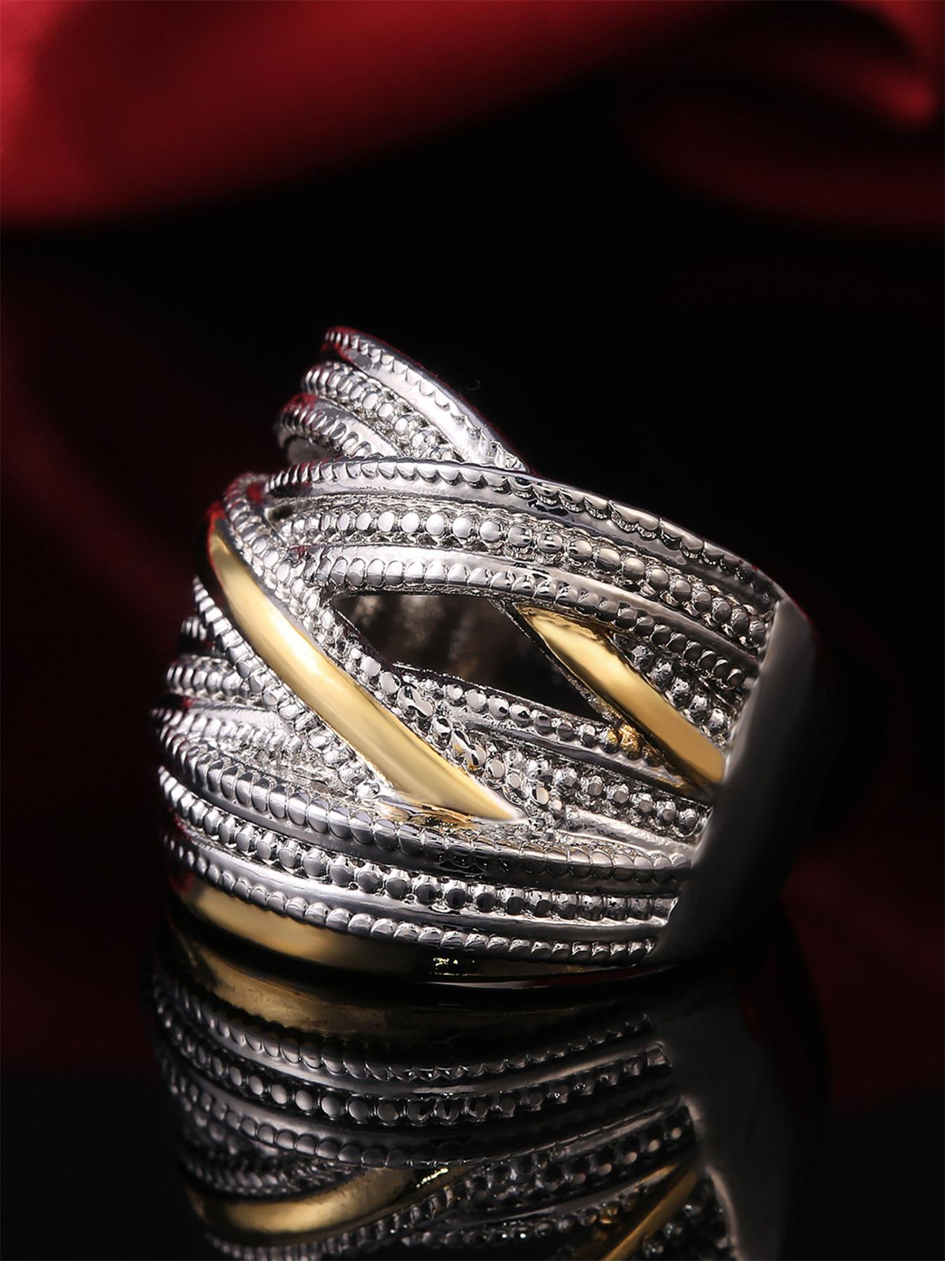 Fashion Criss Cross Design Ring, Rings for Women, Textured Metal Decor Ring for Women, Wedding Engagement Bridal Jewelry Gift, Stackable Rings, Statement Rings, Unique Rings