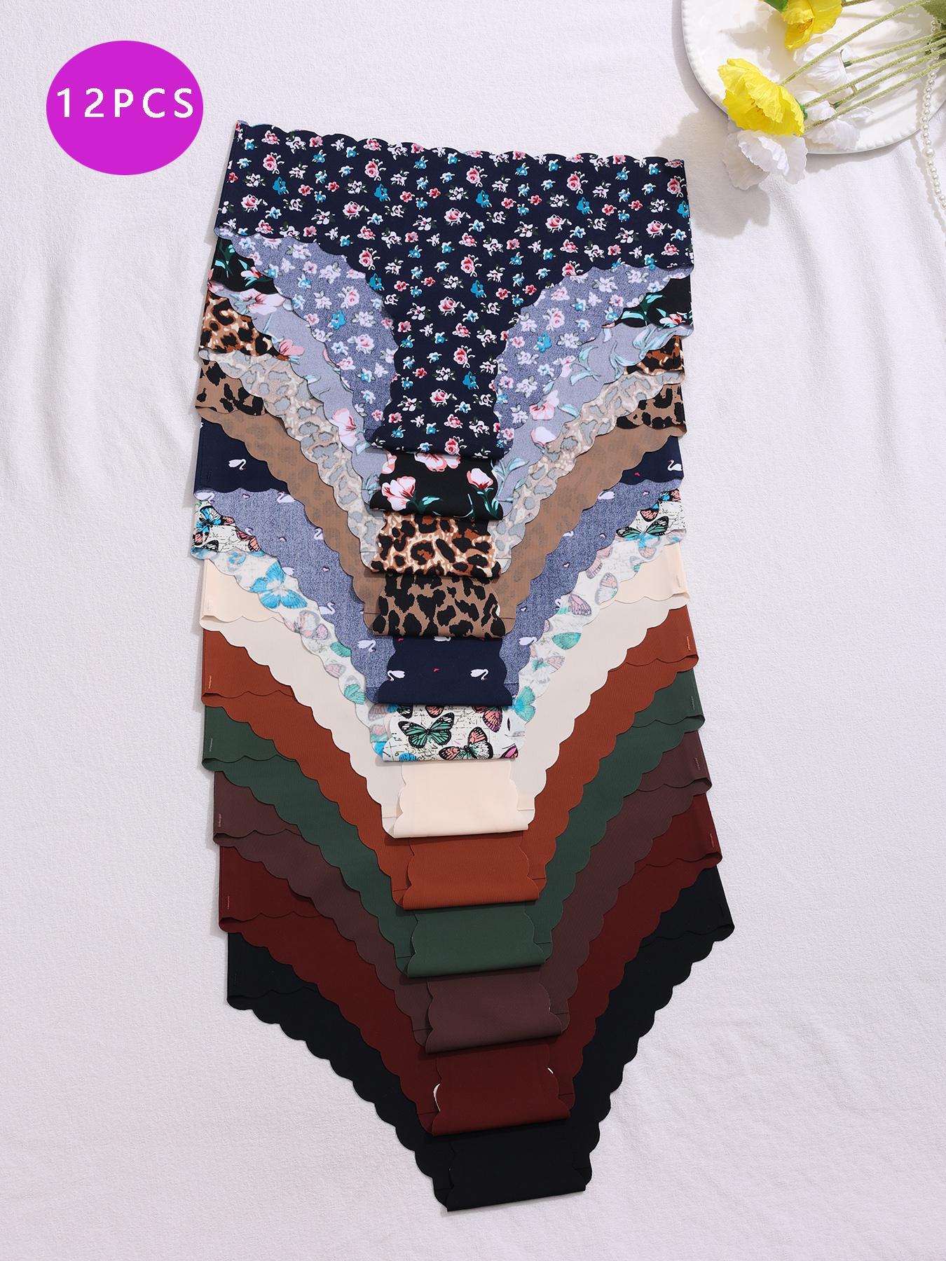 Women's Plain & All Over Print Solid Seamless Panty, Soft Comfy Breathable Knicker for Daily Wear, Underwear for All Seasons