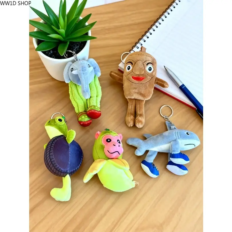 Cute Plush Keychain Doll, Fuzzy Keychain, Anime Hand Figure and Shark Toy, Brainrot Style Collection, Ideal Gift for Kids and Fans, Trendy Cute Keychain, Soft Doll Keychain