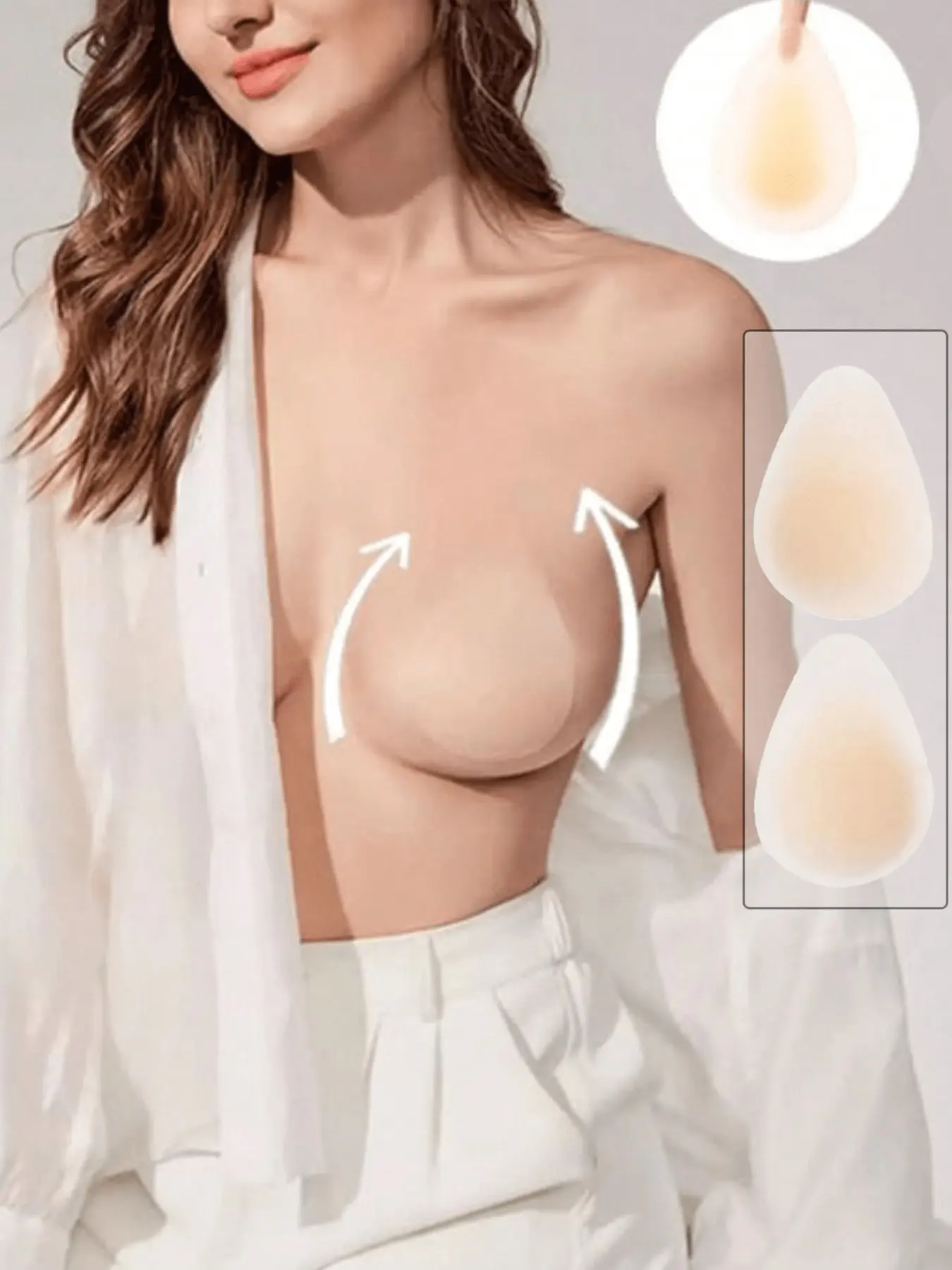 Water Drop Shape Breast Lift Pads, Women's Invisible Silicone Bra Inserts, Reusable & Adjustable, Ideal for Strapless Dresses, Invisible Bra Accessories