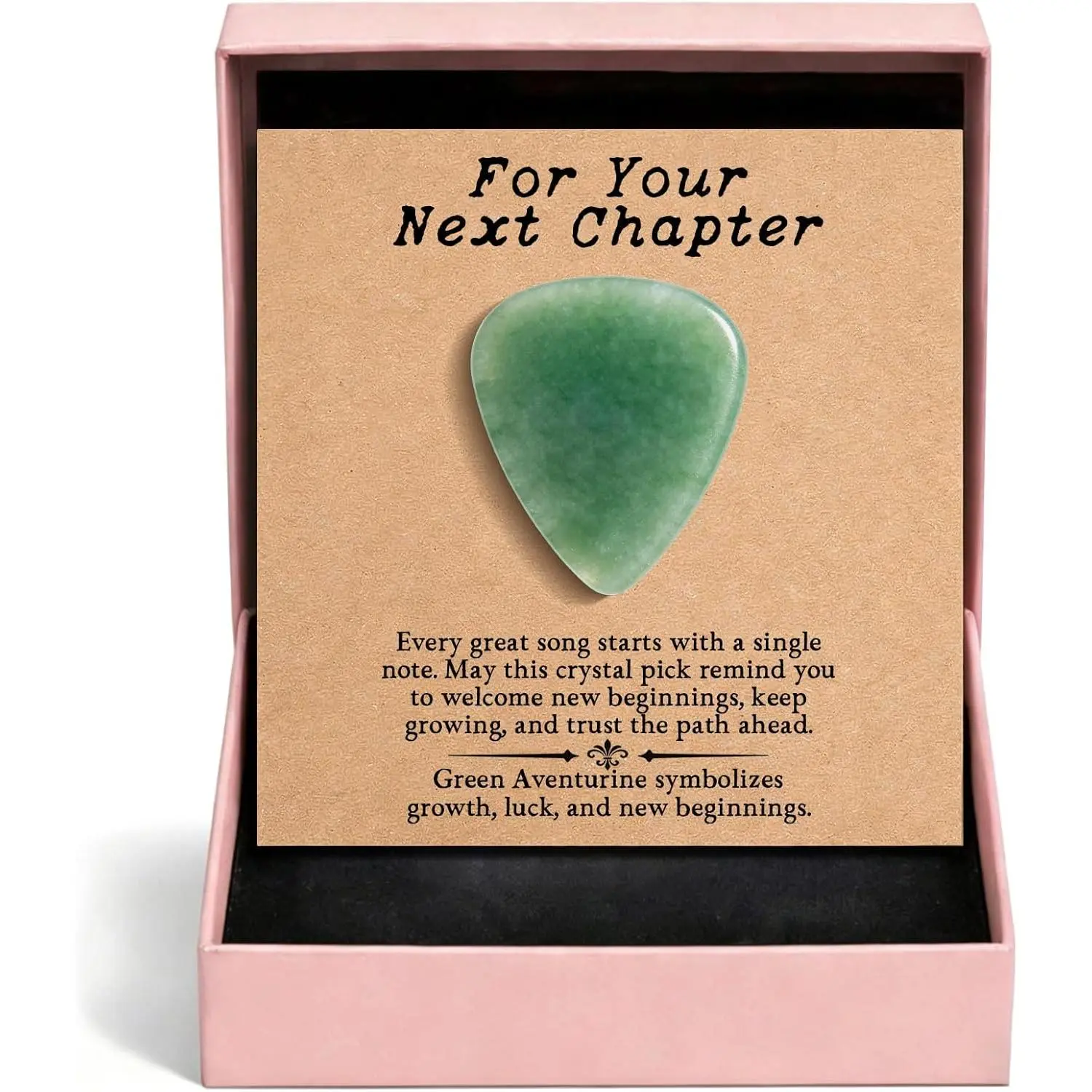 Guitar Pick  for Guitar Players,   Plectrum for Acoustic Guitar, Inspirational   for Practice, Performance, Graduation,  Beginnings (Green Aventurine)