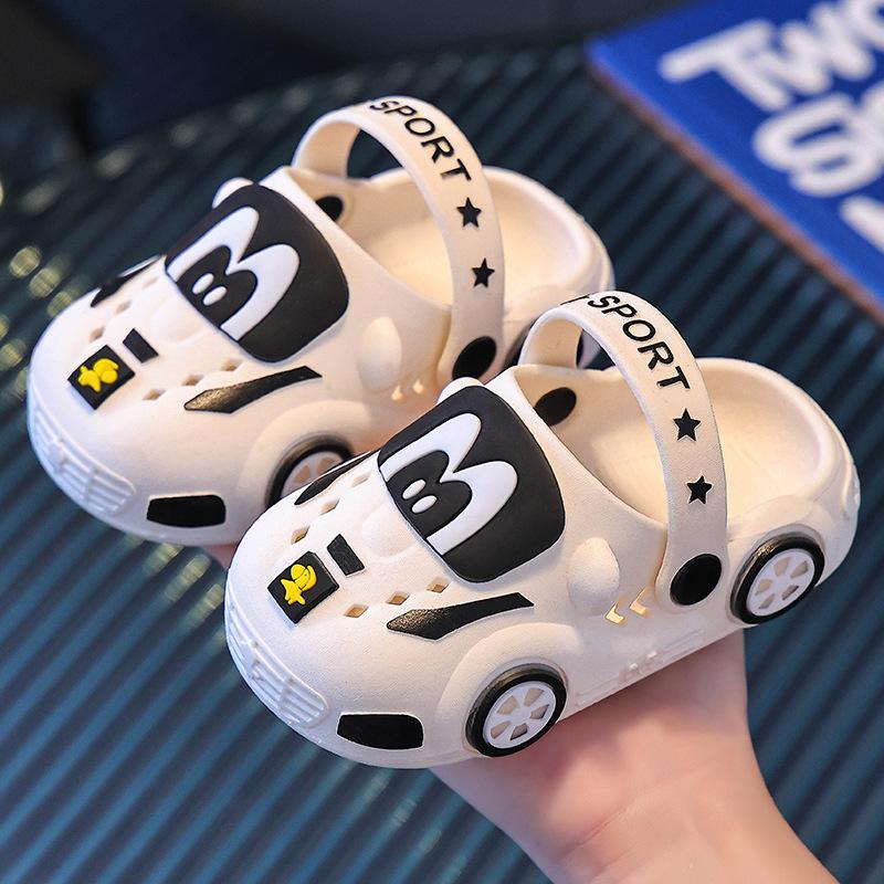 Boys' New Cartoon Car Design Closed-Toe Clogs Non-Slip Soft Sole Sandals Boys Ombre Slide Kids Classic Baseball Kids' Crocband Cruiser Flames