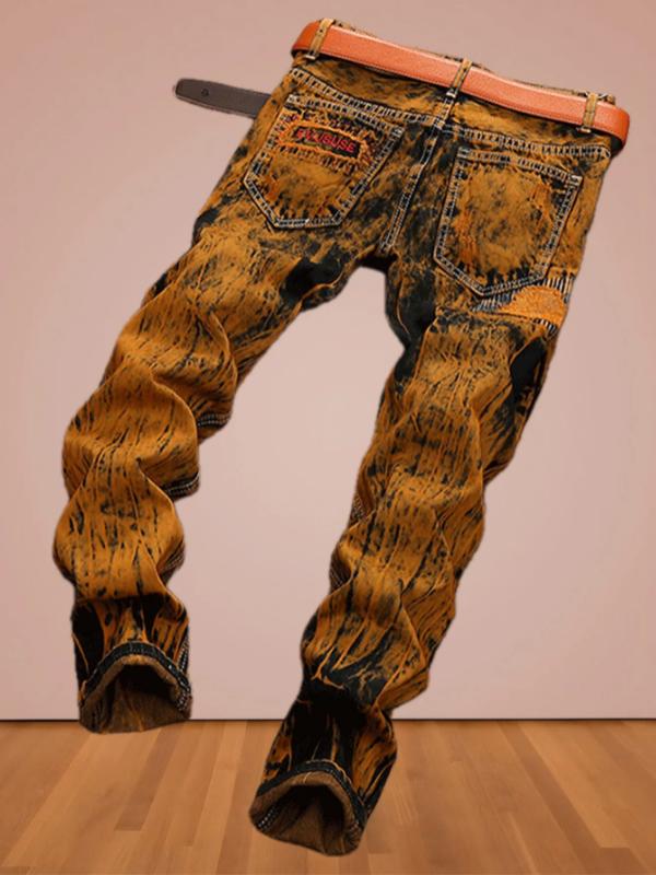 Kyn Apparel American youth pop hole personality makes old straight jeans for men.