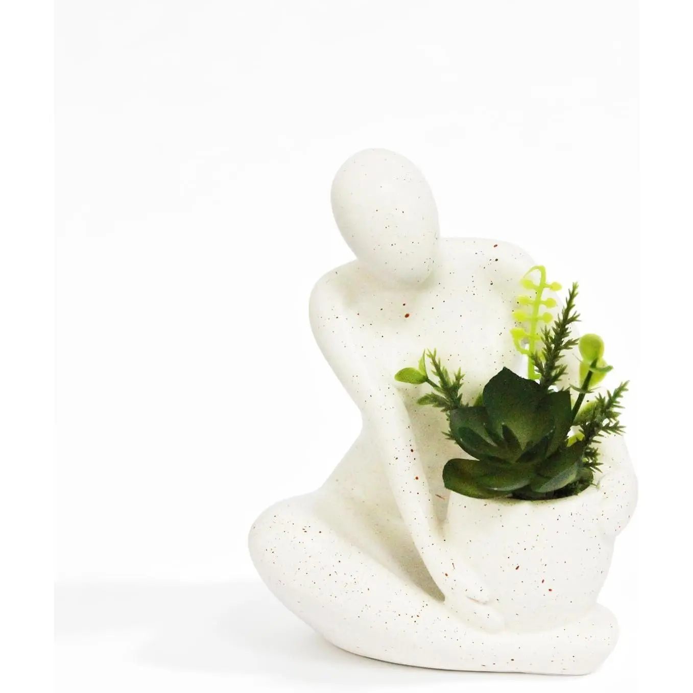 Modern Abstract Statue with Removable Faux   – Figurine  Decor Accents, Coffee Table Shelf Styling. Collectible Art Luxury  Items Woman Thinker Sculpture ()