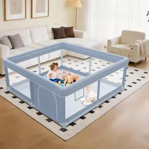 50 x 50 Inch Baby Playpen, Playpen  Babies and Toddlers, Baby Play Pen Playard  Indoor & Outdoor Active Center Game Fence, with Skin-Friendly Fabric and Soft Breathable Mesh, Grey