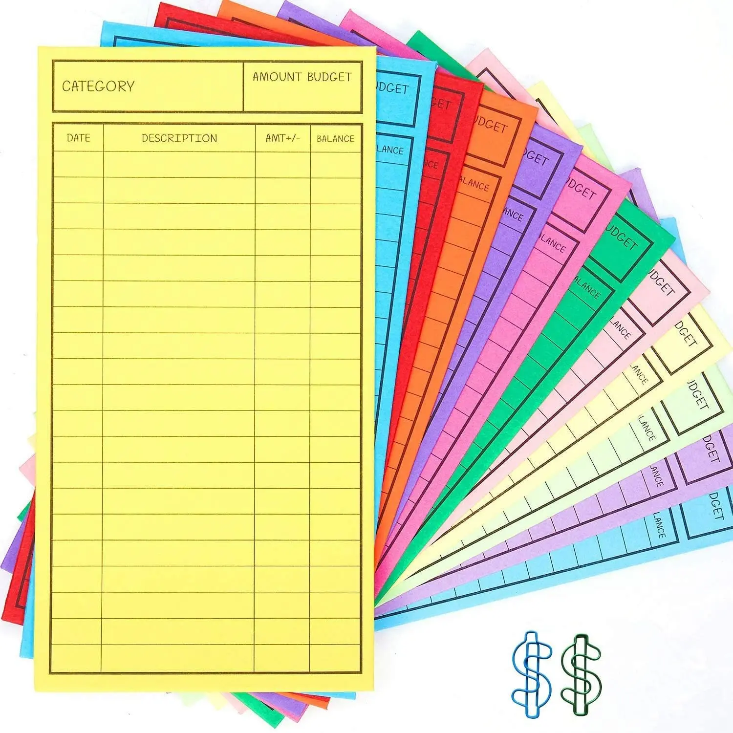 !! 24 count  Envelopes for Budgeting, Cardstock Budget Envelope System for   Savings, 12  Colors, Vertical Layout