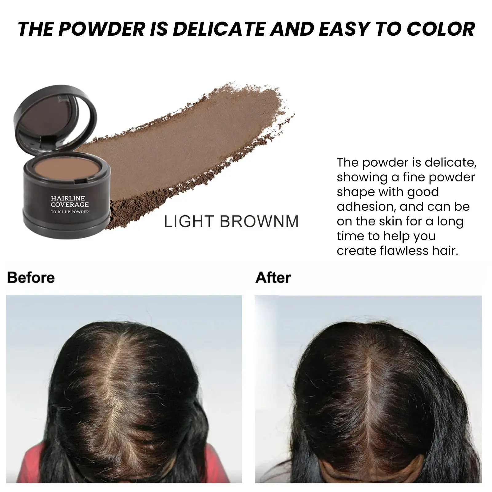 Hairline Concealing Powder - Portable, Easy-to-Apply Hair Styling Solution for Thick Hairlines