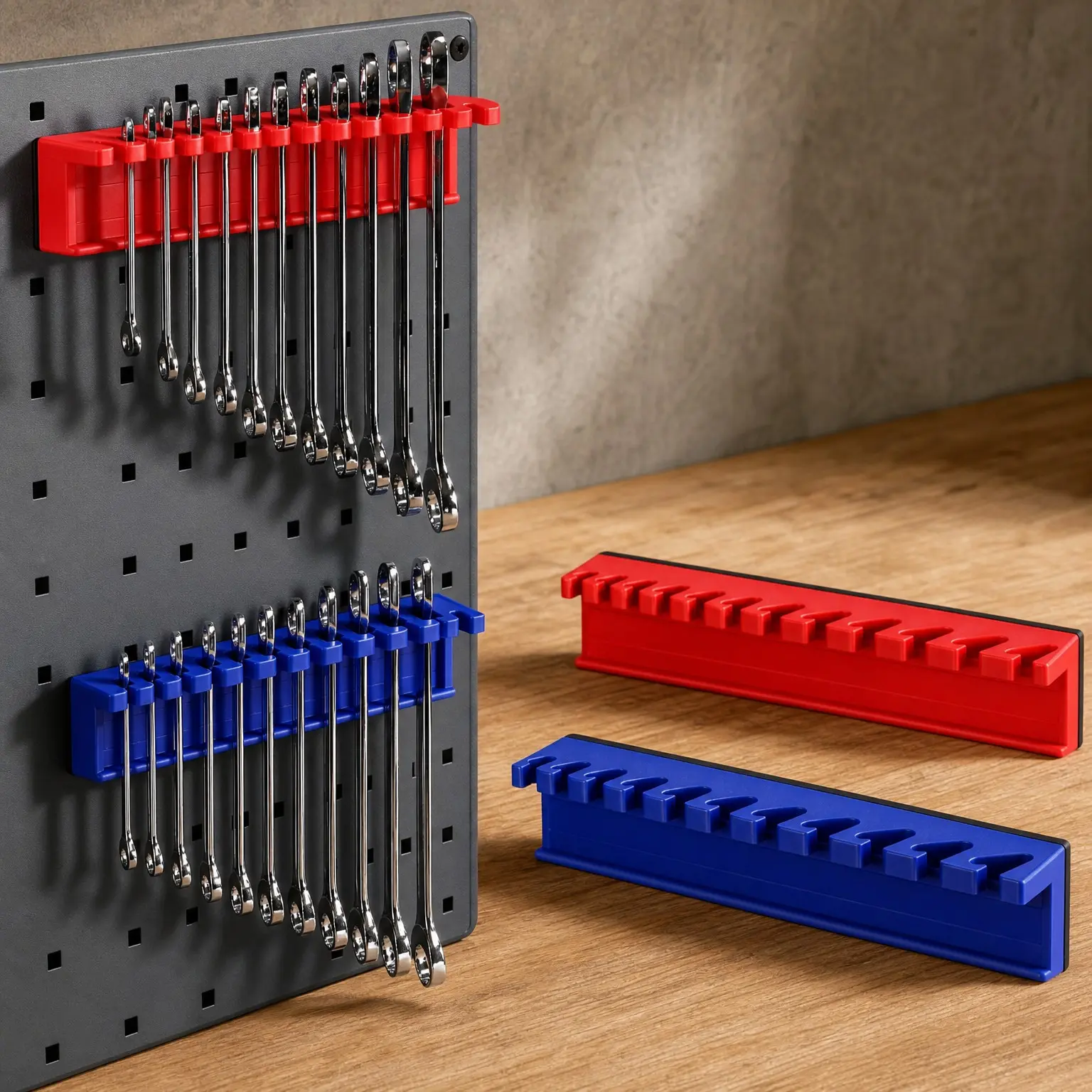 2-Piece Magnetic Wrench Organizer Rack, 24 Slots Wrench Holder for SAE (5/16" to 3/4") and Metric (9 mm to 20 mm) Wrenches, Premium Quality Tool Storage Set to Keep Wrenches Organized