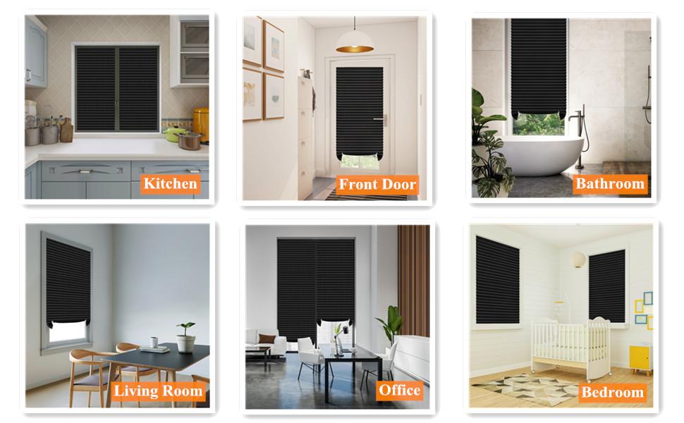 Window Blinds Cordless Blackout No Drill Cut to Size Clip On Stick On Self Adhesive Temporary Blinds Pleated Paper Blinds for Windows Doors Shades for Home Nursery Bedroom Kitchen Bathroom