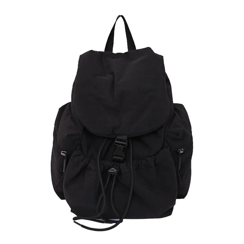 Women's Solid Color Compact Drawstring Flap Backpack - Lightweight Nylon, Casual Rucksack, Portable Mini Daypack, Backpacks for School, Travel Gift
