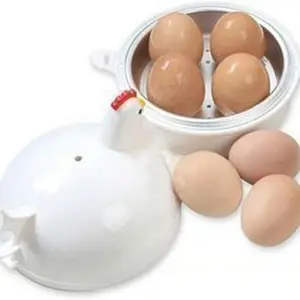 Large Chicken Shape Microwave Easy Egg Cooker, Holds 4 Eggs, Adjustable Soft/hard Boiled Eggs, Kitchen Cooking Tool, Microwave Steam Egg Maker