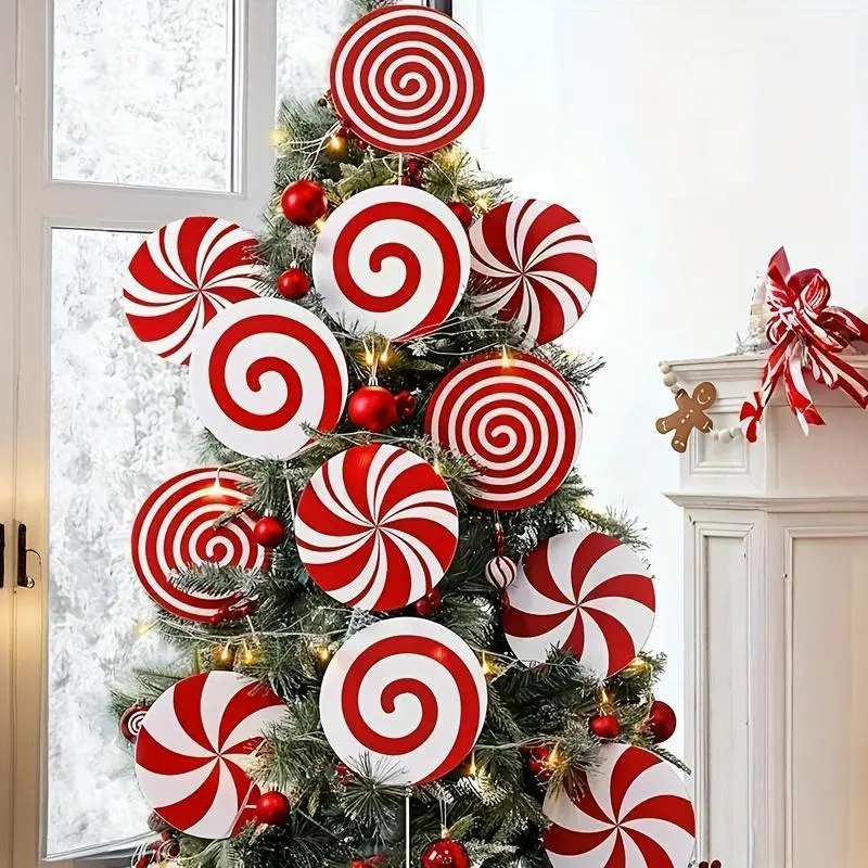 Christmas Party Decorations Xmas Tree Picks Large Peppermint Lollipop Christmas Picks for Tree Cute Candy Picks Ornaments