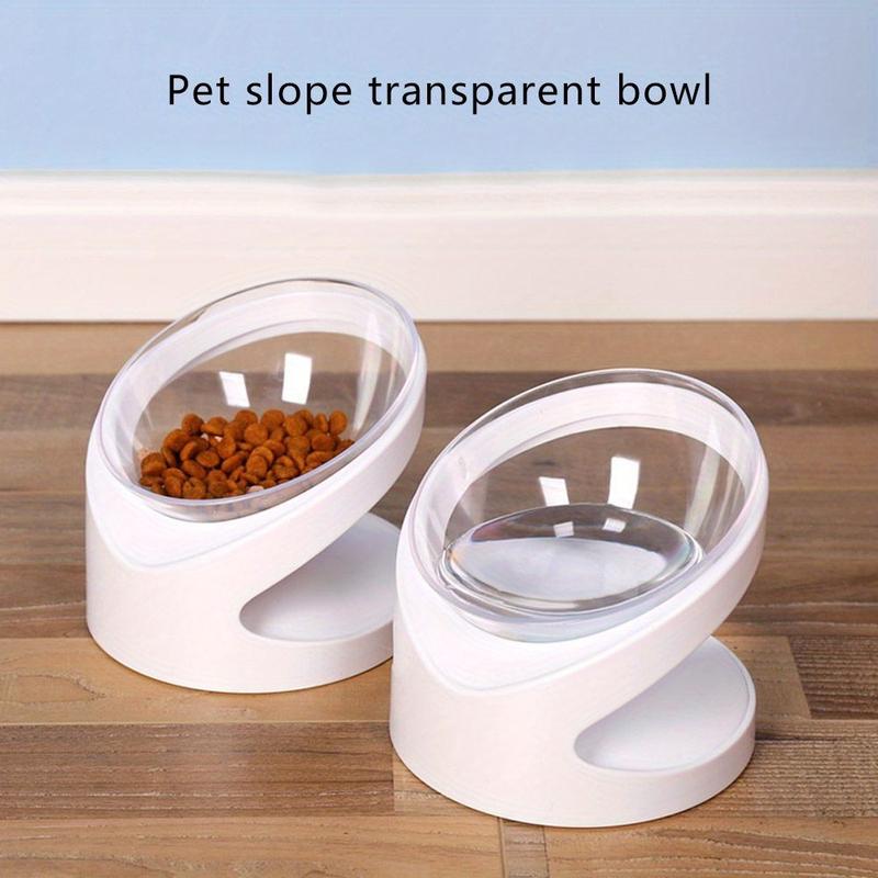 Ergonomic 15-Degree Tilt  , Suitable for Cats and Small Dogs - Neck Comfort Enhancing Stand, Anti-Vomiting Design, Smooth Curved Plastic  for Food and Water, White, Anti-Vomiting   | Fashion   | Stable   pet wate bowl