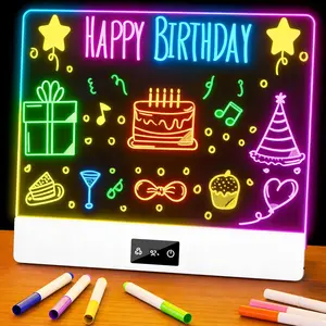 Rechargeable LED Glow Doodle Drawing Board for Kids, Magic Neon Light Up Drawing Tablet with 8 Colors 4 Modes & Built-in Stand, Creative Toy Gift for Boys Girls, White