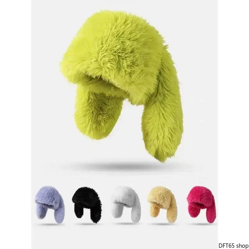 Thick Fluffy Plush Fisherman Hat Unique Extended Bunny Ear Decor Soft Light Fuzzy Fabric One Size Universal Fit Unisex For Men Women All Year Round Party Photoshoot Portable Cute Street Fashion Sun Headwear