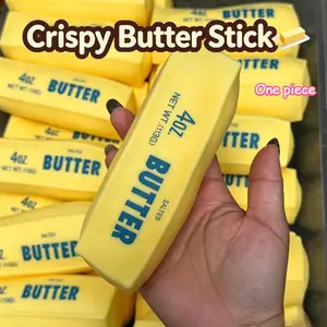 Butter Stick Crunch Squishy Squishy Stress Ball Fidget Toy Butter Cheese Round Blocks Filled Squeeze Toy ASMR Anti Stress Release Hand Relax Gift