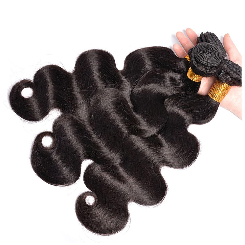 Body Wave Human Hair Bundles Hair Extensions 100g/PC Natural Hair Weaving Bundles 100% Unprocessed Remy Virgin Human Hair Weft Soft Natural Wavy Sew In Hair Bundles Natural Black
