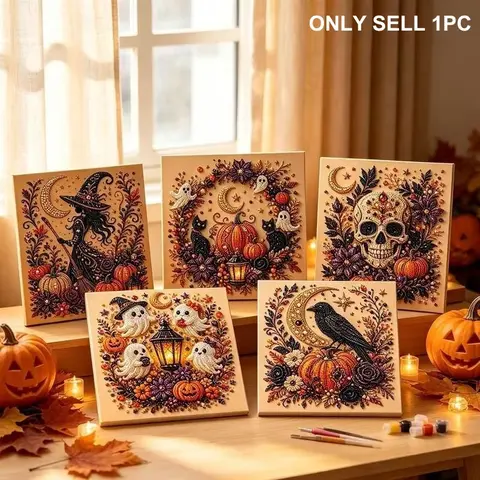 Halloween Pearl Art DIY Kit (1pc), Pearl Painting Set for Adults and Kids, Fun Fall Home Art Project, Creative Holiday Gift, DIY Decorative Painting
