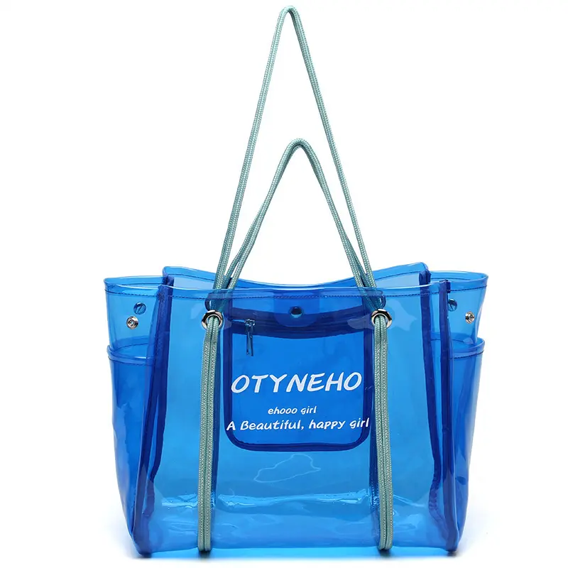 Transparent Jelly Tote Bag - Shoulder Bag PVC Waterproof Beach Bag Large Capacity