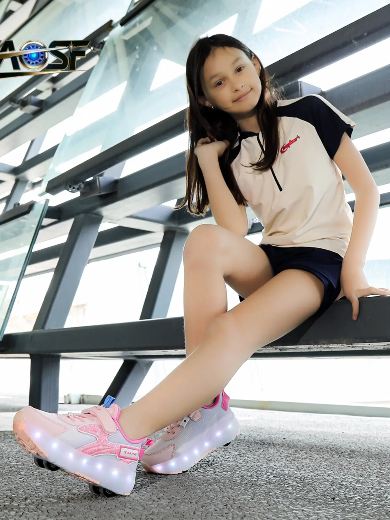 Yaosf Detachable Four-Wheel Glowing Roller Skates, RGB LED Neon Light Band, Adjustable Lights, Kids & Teens, Outdoor Streetwear Shoes