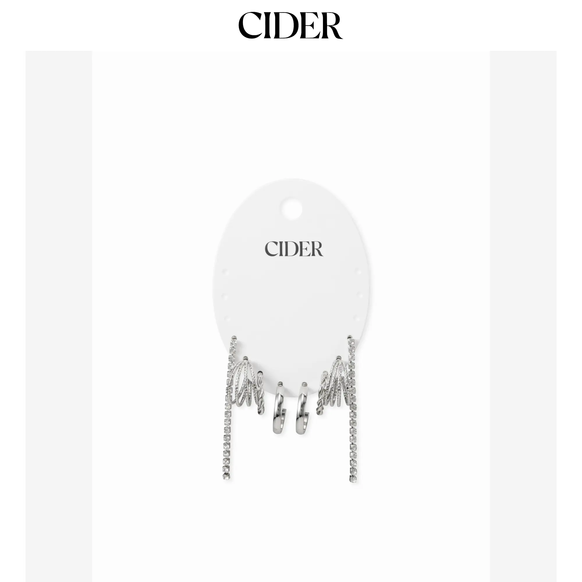 Cider 4 PAIRS TWISTED & RHINESTONE HOOP EARRINGS SET