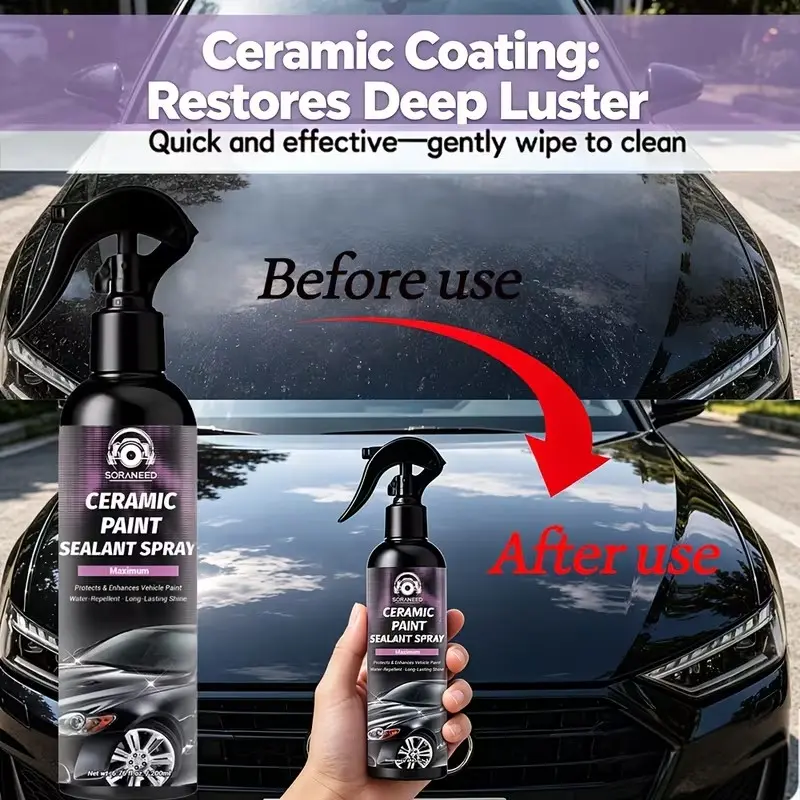 Handheld Paint Coating Agent, Automotive Ceramic Paint Coating Spray, Ceramic Coating Protection, Gloss Restoration, Waterproof, Stain-resistant and Scratch-proof Paint Surface