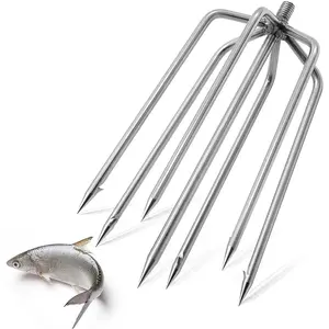 7-Prong Fishing Harpoon, Stainless Steel Fishing Spear Gig Gaff Fork Hook with 8mm Screw, for Catching Fishes Frogs in Pond River Lake, Fits Fishing Pole