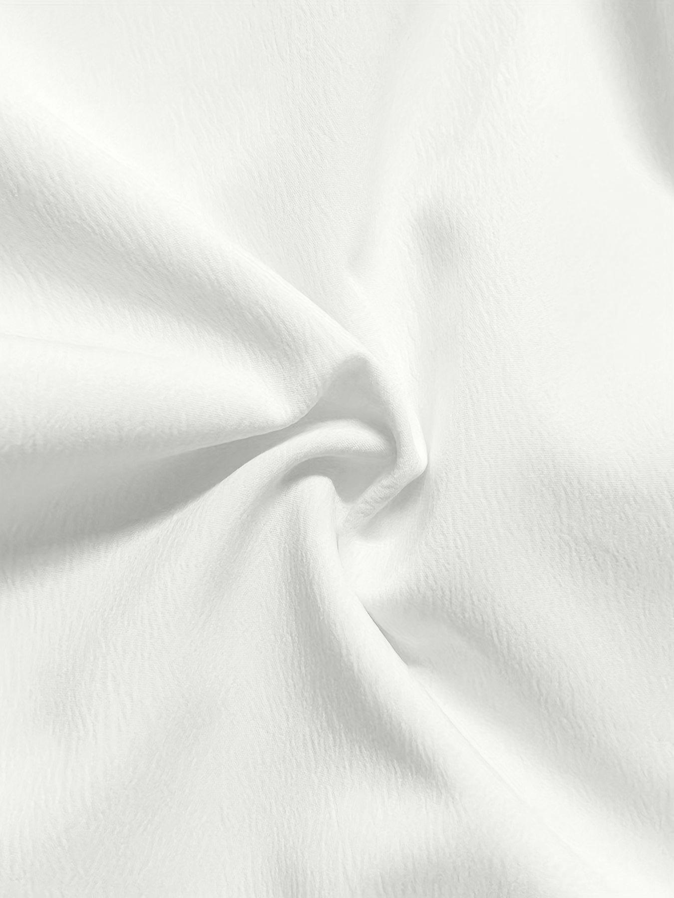 【Plus Size】 Solid Color Curved Hem Shirt, Casual Short Sleeve Collared Top for Summer, Women's  Clothing for Daily Wear