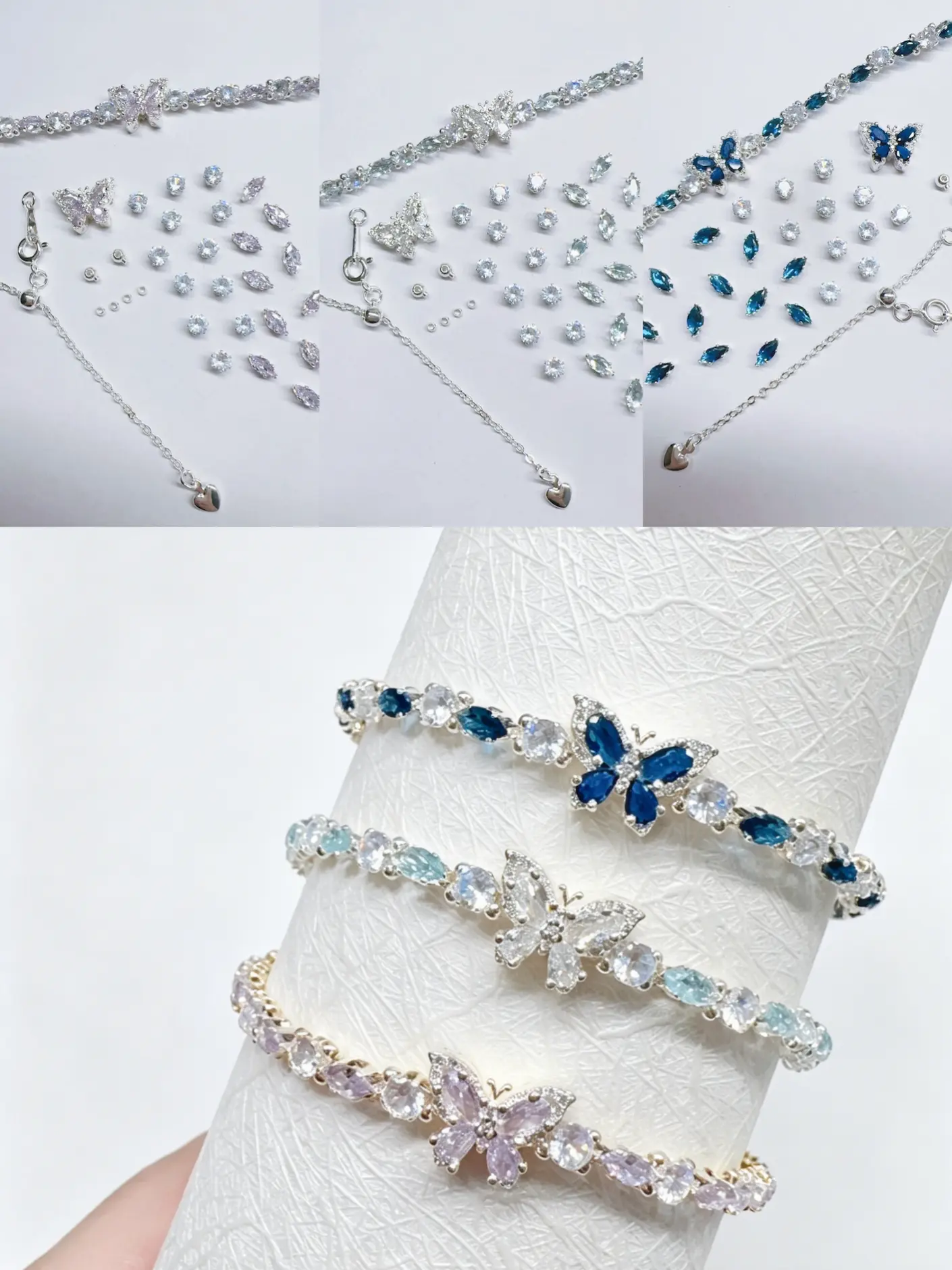 Luxury Ins Style Shimmer Butterfly Series Bracelet DIY Kit, Creative Jewelry Making Supplies, Perfect for Craft Enthusiasts