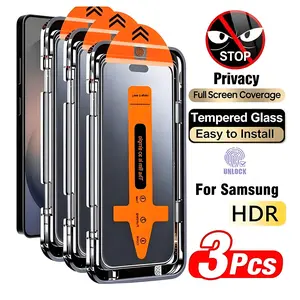 3-Pack Privacy Screen Protector for Samsung Galaxy  S26Ultra S25 Ultra S25 Plus S25 S24 Plus S24 S23 S26 S26 Plus S22 S21, Tempered Glass Film, Fast Unlock, Anti-Scratch, Gift Idea, Phone Accessories
