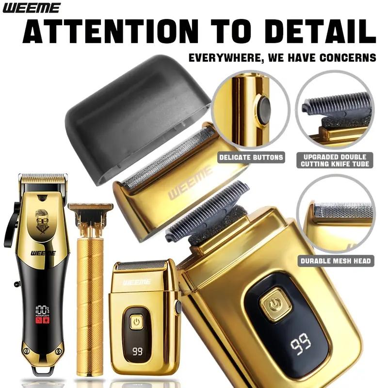 Electric Multifunctional Hair Trimmer Kit, Professional Cordless Hair Clippers and T-Blade Trimmer Combo for Men with LED Display, Barber Equipment Set