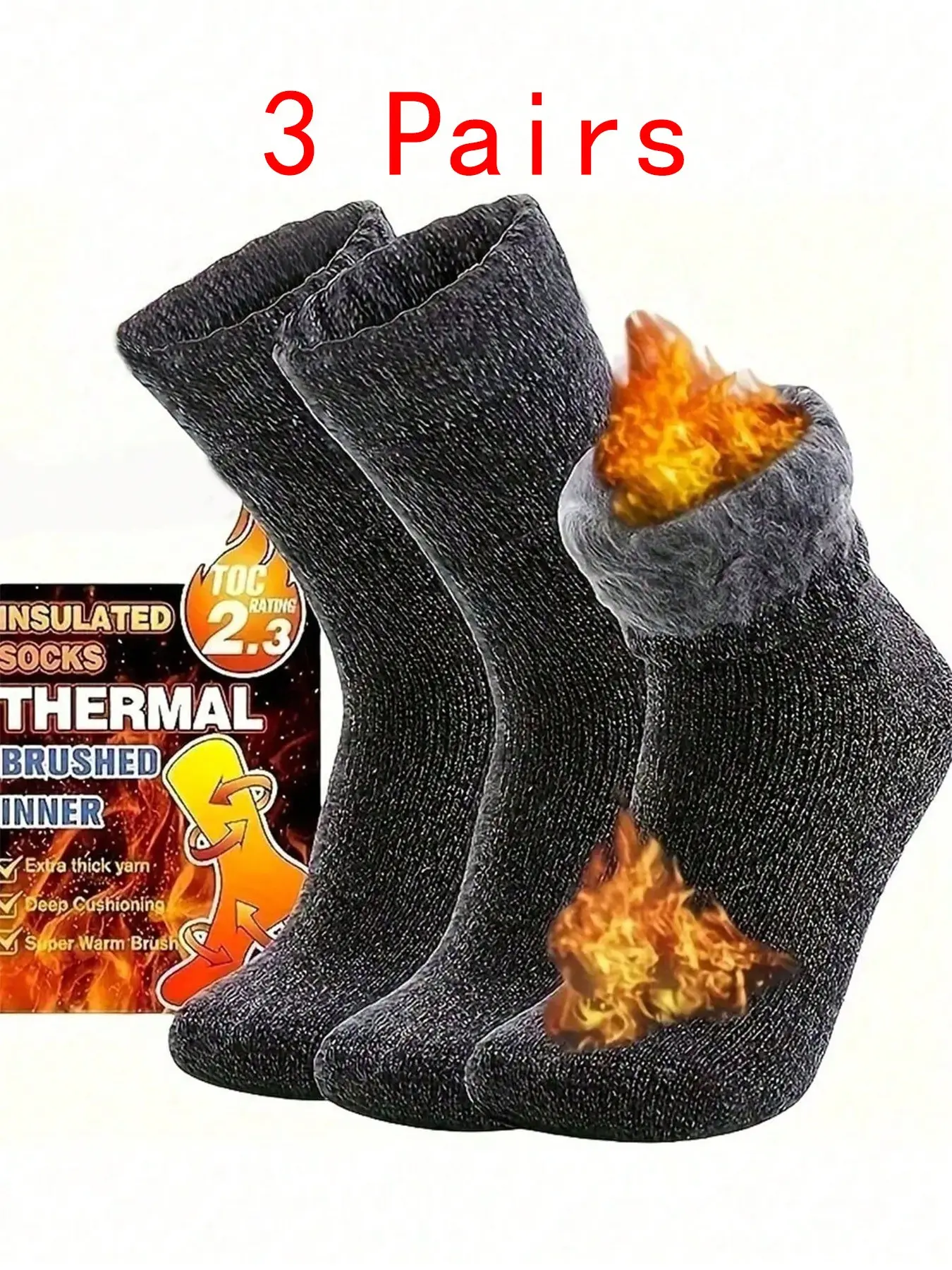 3 Pairs Ultra-Thick Fuzzy Winter Socks for Men, Comfortable and Soft Christmas Gift, Long Socks for Women, Warm and Absorbent