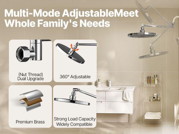 VEVOR Shower Head Extension Arm Extender 11 in Adjustable Angle Height G1/2 Universal