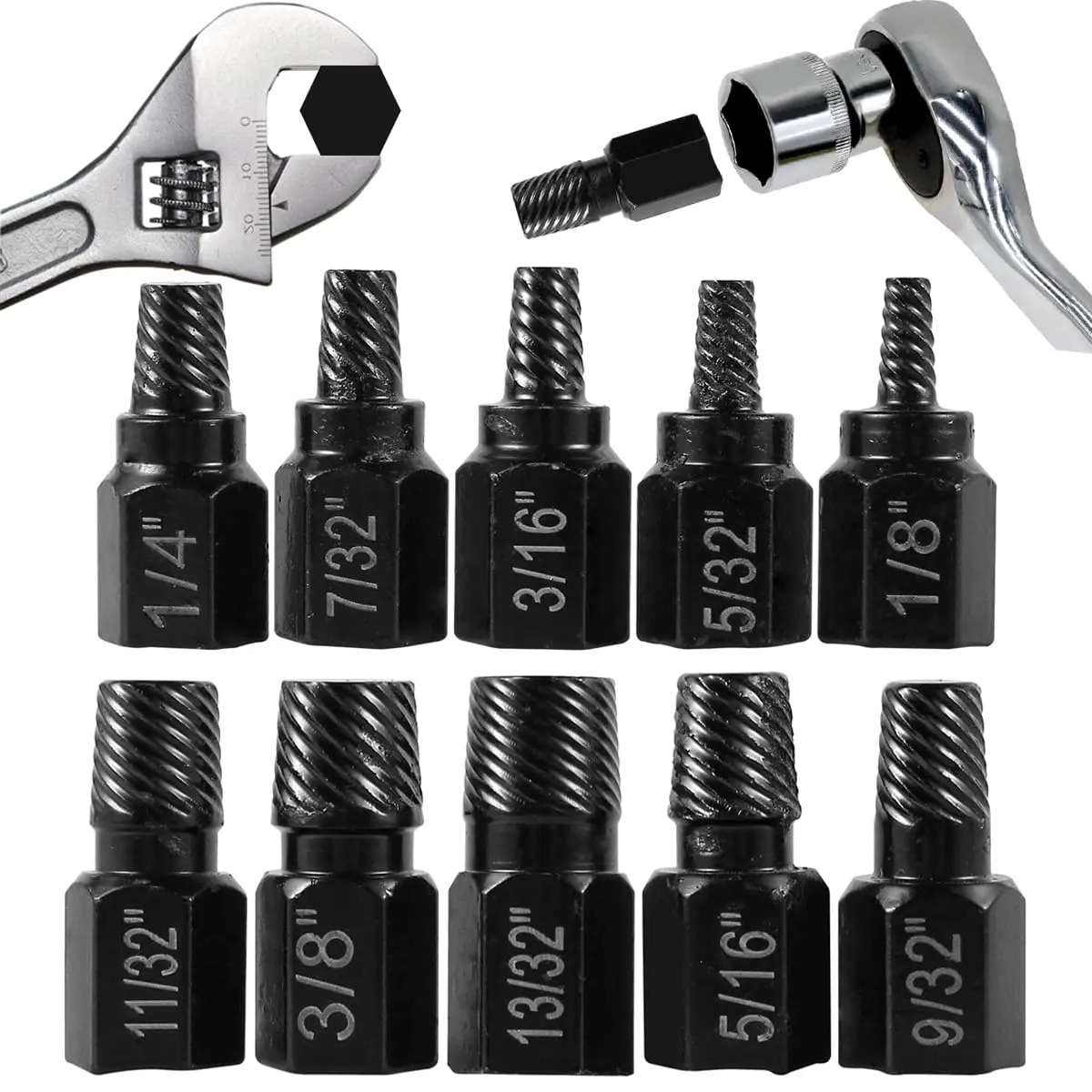 Good Screw Extractor Set, Easy Out Bolt Extractor Kit, Drive Hex Head Bolt Remover Kit Tool for Removing Stripped, Broken Rusted Bolts Screws,HIngh Quality.