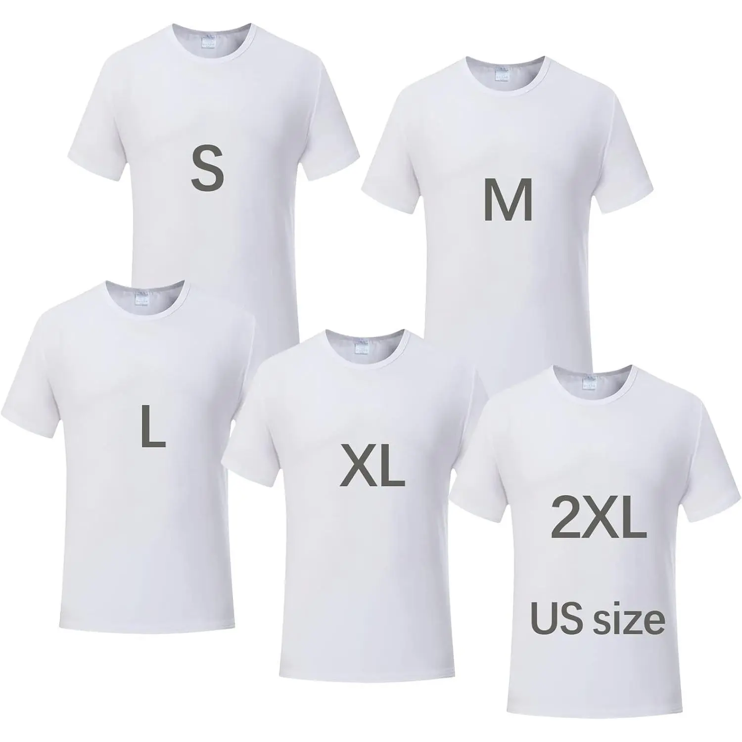 5 PCS Unisex Sublimation Blank T Shirt White Polyester Shirts Crew Neck Short Sleeve for Sublimation T ShirtGift