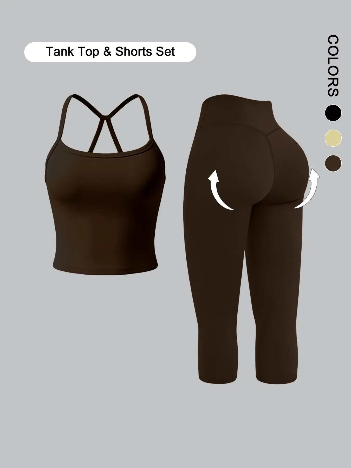 2 Piece Tennis Yoga Set, Fitted Sportswear Set, Thin Strap Cami Workout, 7/8 Length Leggings, Breathable Quick Dry, Pilates Two Piece Suit, Tennis Training Wear