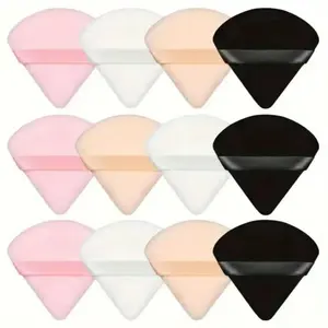 Soft Flocking Triangle Powder Puffs Set, 6 Counts/set, Gentle Velvet Makeup Sponges, Foundation Blending, Loose Powder Application
