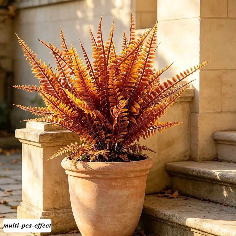 5 Bundles Artificial Fall Flowers for Outdoors Fall Decorations - UV Resistant Fake Mums Faux Fall Plants Plastic Flowers for Garden Porch Fireplace Patio Home Indoor Autumn Fall Thanksgiving Rustic Farmhouse Decor Decorative Flowers