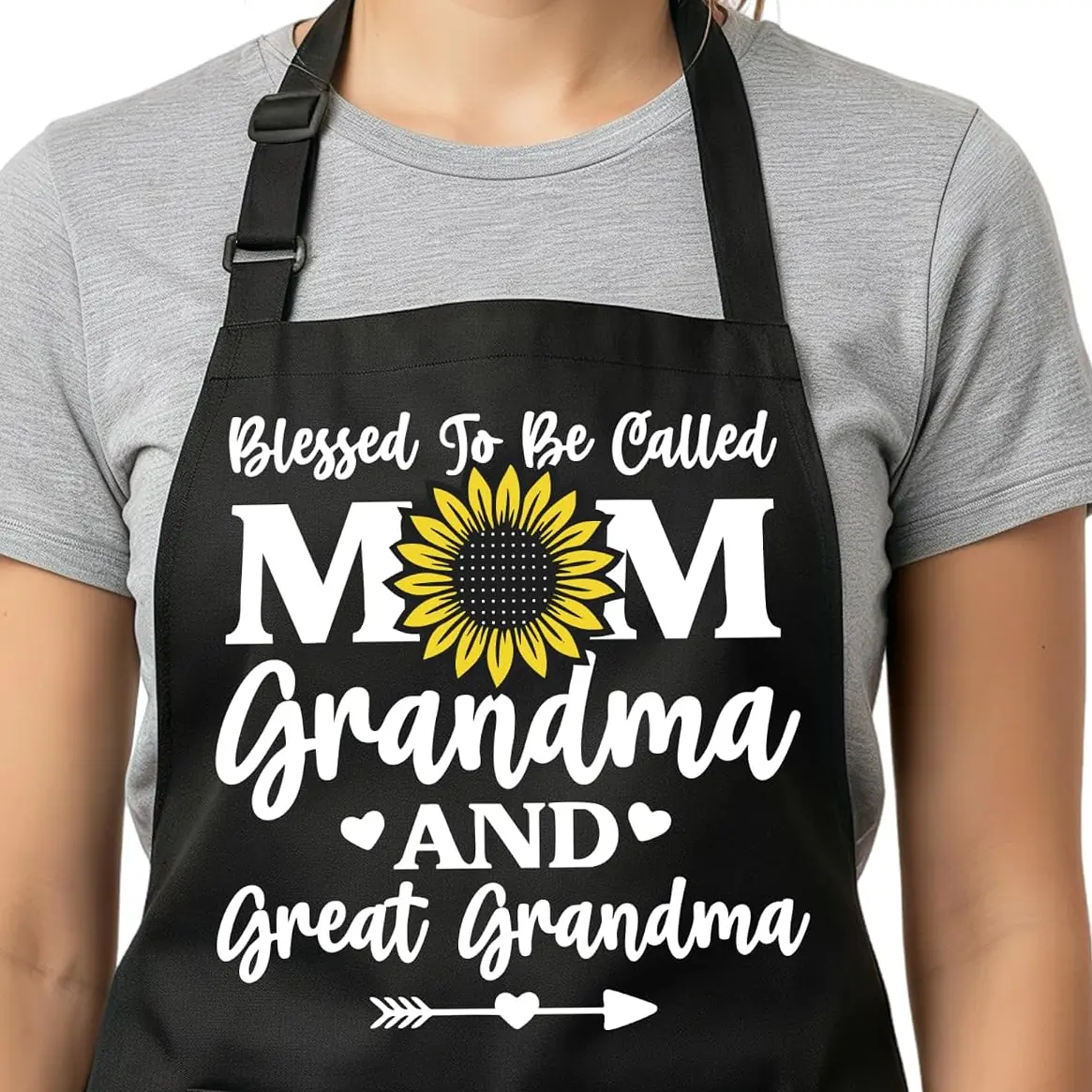 Grandma Apron Gift For Cooking Baking, Blessed To Be Called Mom Grandma Great Grandma Apron, Mothers Day Birthday Gift For Grandma, Kitchen Apron Adjustable, Splash-Resistant Easy Clean