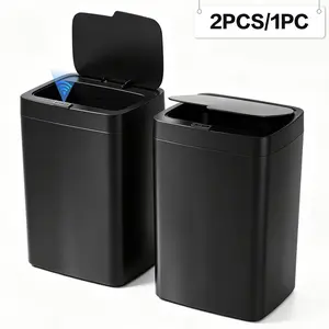 Smart Motion Sensor Trash Can, 14L/3.70gal, Rectangular Design, Wave/knee Open, Odor-Proof, Aa Battery Powered, for Living Room/kitchen/bathroom/bedroom