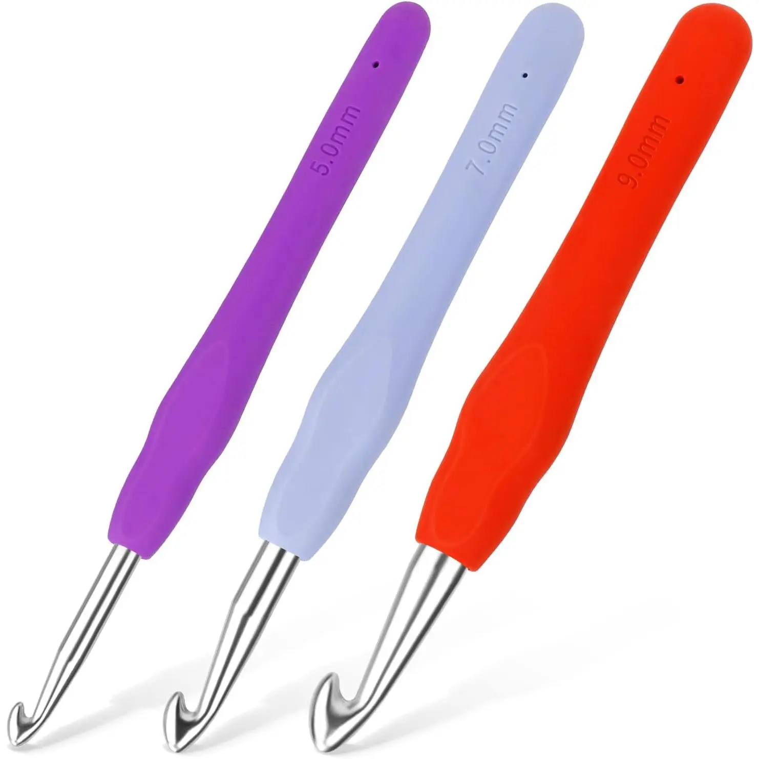 3 count Crochet Hooks 5.0/7.0/9.0mm Crochet Hooks for  Hands |  Handle Crochet , Large Crochet Hooks for Beginners, Smooth Knitting  for  DIY Multicolor