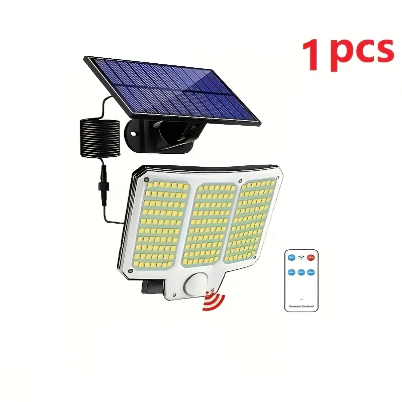 1pc Outdoor Solar Wall Light, 210 Led 2800lumen 6500k, Smart Motion Sensor & 3 Lighting Modes, Ip65 Waterproof, 270° Wide Angle Illumination Solar Security Lamp, Bright Outdoor Lighting Fixture for Garden, Yard, Garage and Patio Night Safety Use