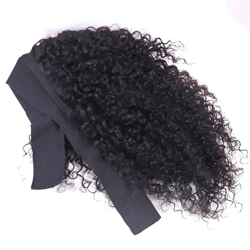 Bling Hair Headband Wig Human Hair Short Curly Wig For Women Glueless Kinky Curly Cheap Wig Fall Machine Made Non Lace Brazilian Remy Hair TikTokShopHolidayHaul