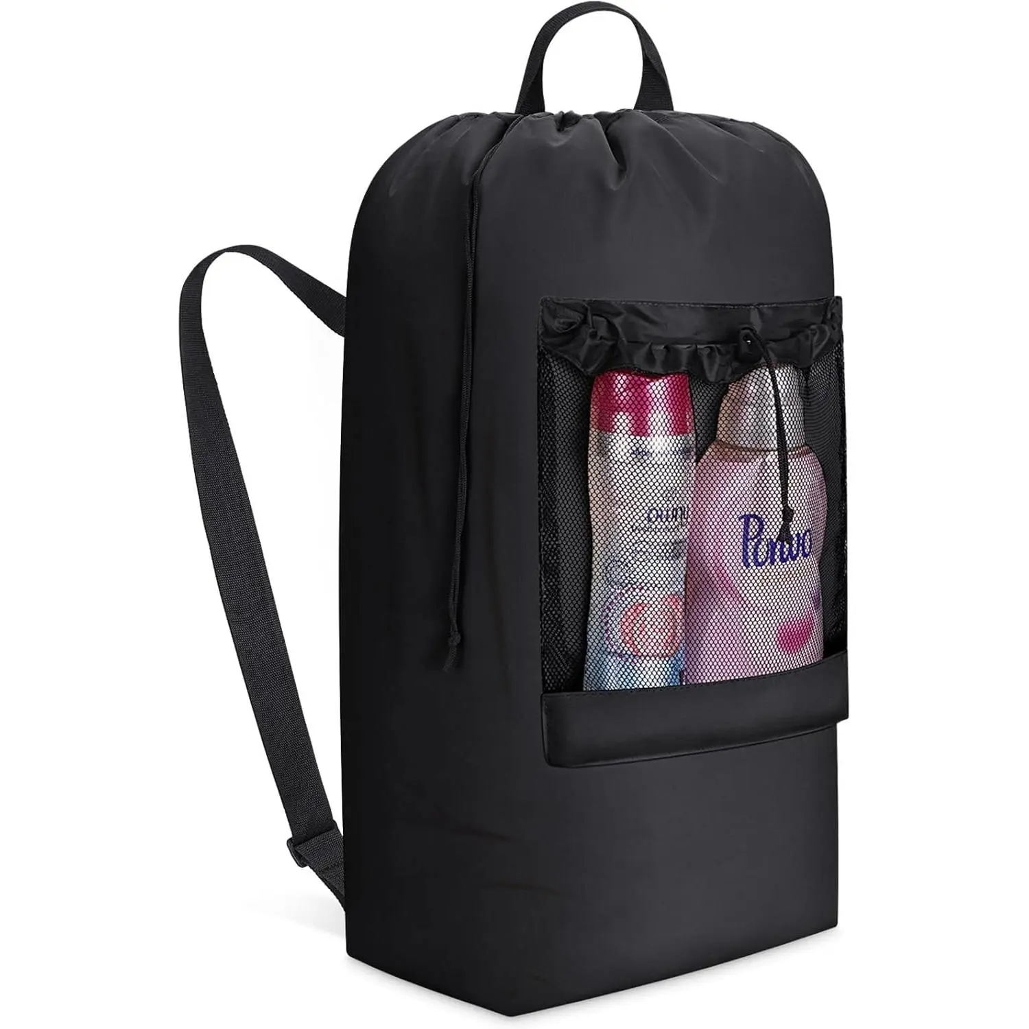 Extra Large 90L Laundry Backpack with Shoulder Straps and Mesh Pocket, Heavy Duty Travel Laundry Bag for Laundromat, College Dorm, Apartment, BlackGift