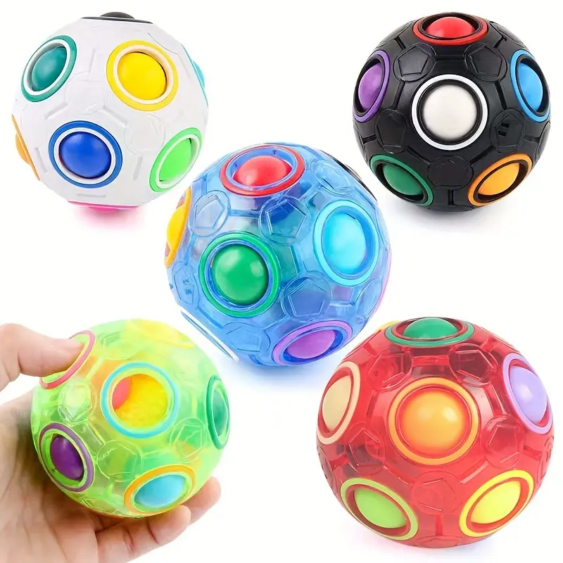 ZIINA Candy-Colored Rainbow Ball, 12-Hole Press-To-Release Anti-Anxiety Novelty Stress Relief Toy, Perfect Christmas And Halloween Gift