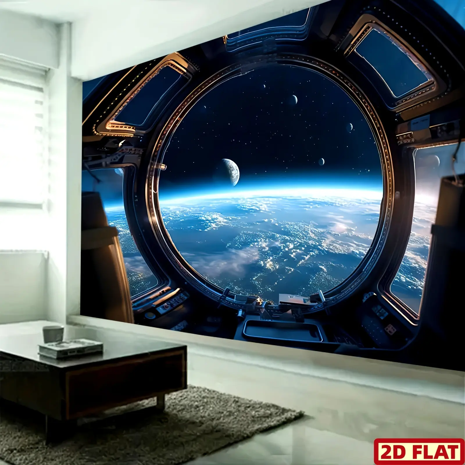 Sci-Fi Space Planet 2D Flat Banner | Party Decoration Supplies, Cosmic Galaxy Backdrop, Party Backdrop Decoration, Single-Sided Polyester Fabric with Metal Grommets for Easy Hanging