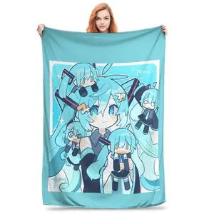 Ultra Soft Miku Print Anime Blanket | Versatile All Season Bedding, Great Holiday Gift For Otaku & Bedroom Decor