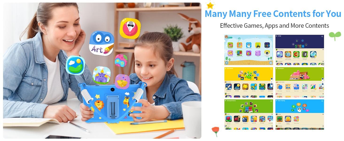 7 inch Tablet with Lanyard, 32GB Toddler Tablet Android 13 with WiFi, Dual Camera, Education, Games, Software Pre-Installed, Parental Control, Blue 7 inch Tablet with Lanyard, 32GB Toddler Tablet Android 13 with WiFi, Dual Camera, Education, Games, Software Pre-Installed, Parental Control, Blue