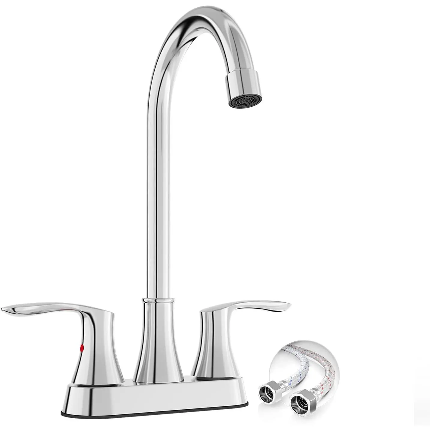 Phiestina 4 Inch Center Deck Mount Commercial Bar & Utility Laundry Sink Faucet, 2 Hole Chrome Polished with Dual Lever Handles, BARTY36-11H-C
